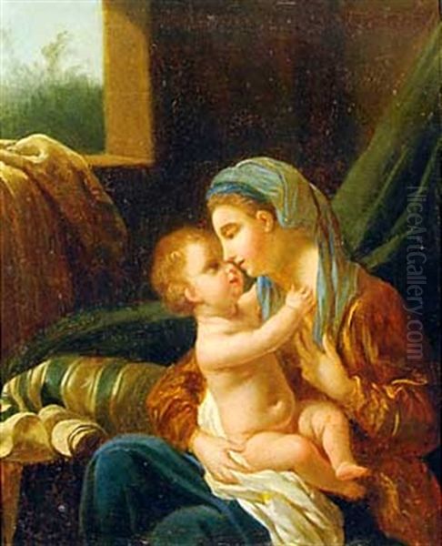 The Virgin And Child Oil Painting by Louis Jean Francois Lagrenee