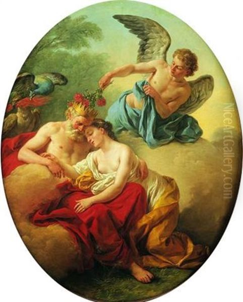 Jupiter Et Junon Sur Le Mont Ida, Endormis Par Morphee Oil Painting by Louis Jean Francois Lagrenee