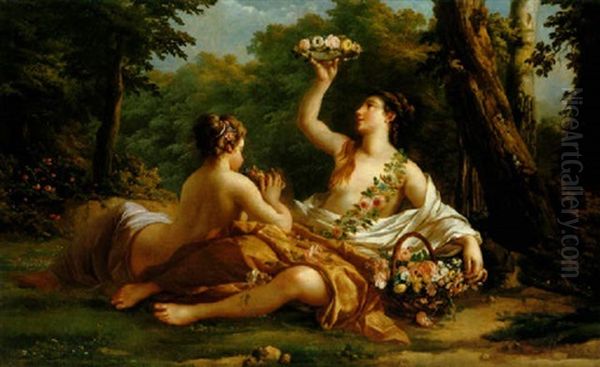 La Couronne De Fleurs Oil Painting by Louis Jean Francois Lagrenee