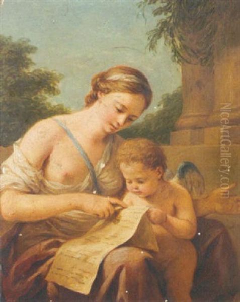 Venus Enseigne A Lire A L'amour Oil Painting by Louis Jean Francois Lagrenee