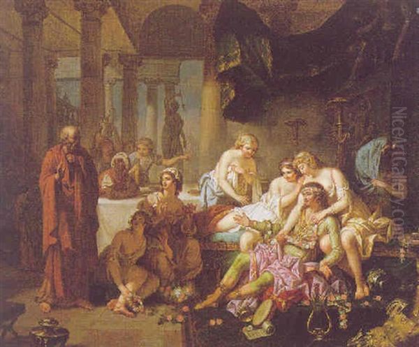 Socrate Detachant Alcibiade Des Charmes De La Volupte Oil Painting by Louis Jean Francois Lagrenee