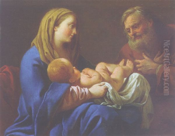 The Virgin And Child With Saint Joseph Oil Painting by Louis Jean Francois Lagrenee