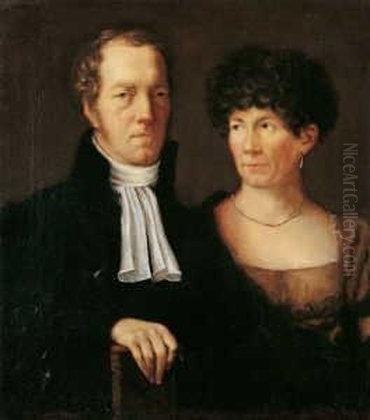 Doppelbildnis Der Eltern Des
 Kunstlers.

 Signiert Und Datiert Oben Links: C Begas F./anno Oil Painting by Karl Joseph Begas