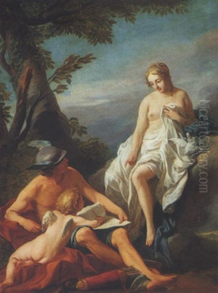 Mercury Teaching Cupid To Write In The Presence Of Venus Oil Painting by Louis Jean Francois Lagrenee