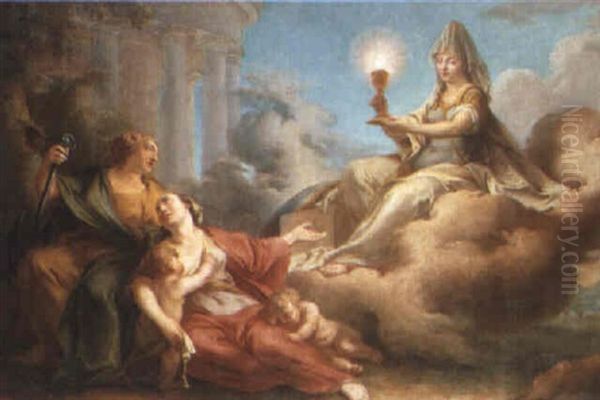 Faith, Hope And Charity Oil Painting by Louis Jean Francois Lagrenee