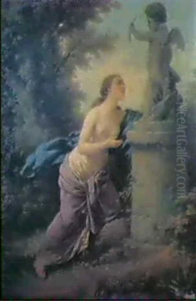 Invocation A L'amour  Une Jeune Fille Qui Se  Regarde Dans L'eau Oil Painting by Louis Jean Francois Lagrenee