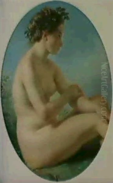 Nymphe Assise, La Tete Couronnee De Feuillage Oil Painting by Louis Jean Francois Lagrenee