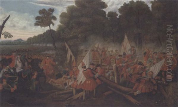 The Battle Of Malplaquet, 1709 Oil Painting by Louis (Laguerre le vieux) Laguerre