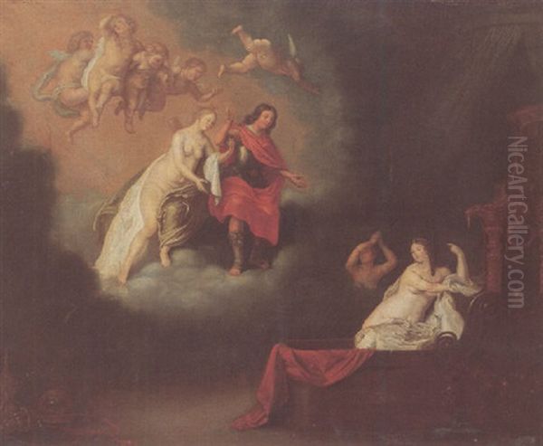 Paris Appearing To Helen Oil Painting by Louis (Laguerre le vieux) Laguerre