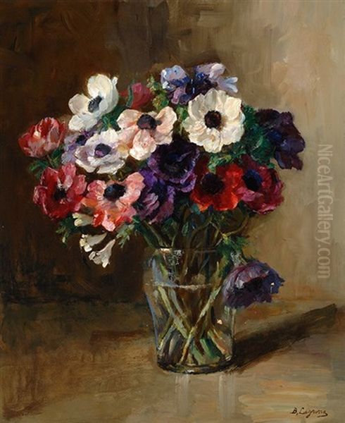 Still Life With Anemone Oil Painting by Baruch Lopes de Leao Laguna