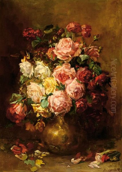 Roses In A Vase Oil Painting by Baruch Lopes de Leao Laguna