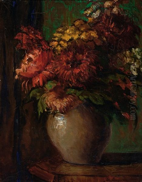 Flowers In A Vase Oil Painting by Baruch Lopes de Leao Laguna