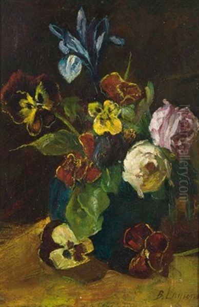 A Flower Still Life Oil Painting by Baruch Lopes de Leao Laguna