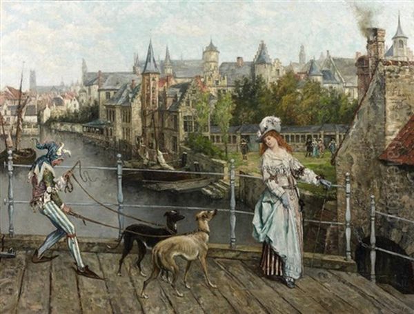 Carnaval A Bruges Oil Painting by Victor Lagye