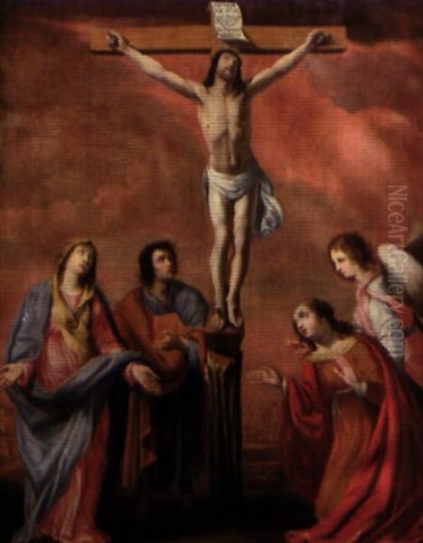 La Crucifixion Avec La Vierge Marie, Saint Jean Et Marie Madeleine Oil Painting by Etienne de LaHire