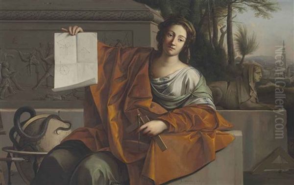 Allegory Of Geometry Oil Painting by Laurent de (LaHyre) LaHire