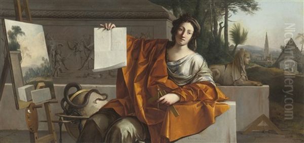 Allegory Of Geometry Oil Painting by Laurent de (LaHyre) LaHire