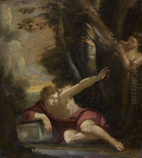 Narcisse Et Echo Oil Painting by Laurent de (LaHyre) LaHire