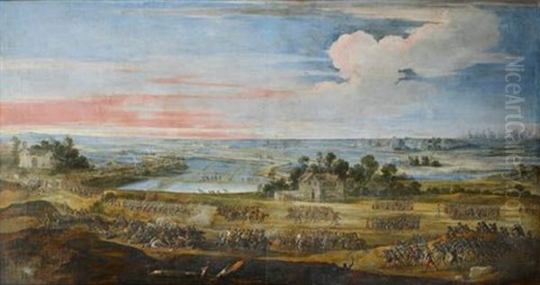 La Defaite Des Anglais En L'ile De Re Par L'armee Francaise Le 8 Novembre 1627 Oil Painting by Laurent de (LaHyre) LaHire