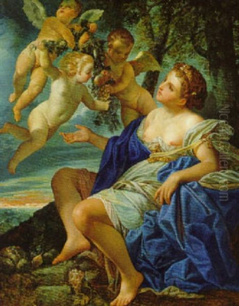 Huldigung An Ceres (allegorie Des Herbstes?) Oil Painting by Laurent de (LaHyre) LaHire