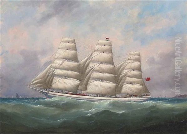 The Three-master Hahnemann In Full Sail Off A Headland Oil Painting by  Lai Fong