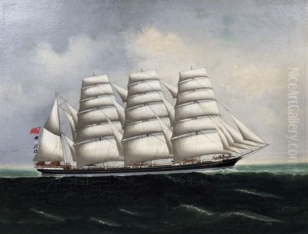 Ship Portrait - Three Masted Barque Trade Winds In Full Sail Oil Painting by  Lai Fong