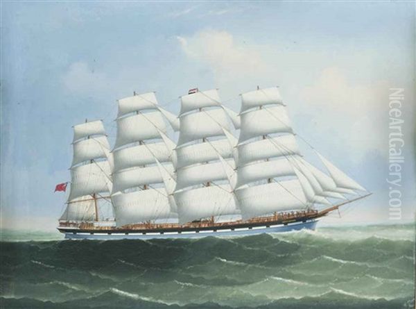 The British Four-master County Of Dumfries Under Full Sail Oil Painting by  Lai Fong