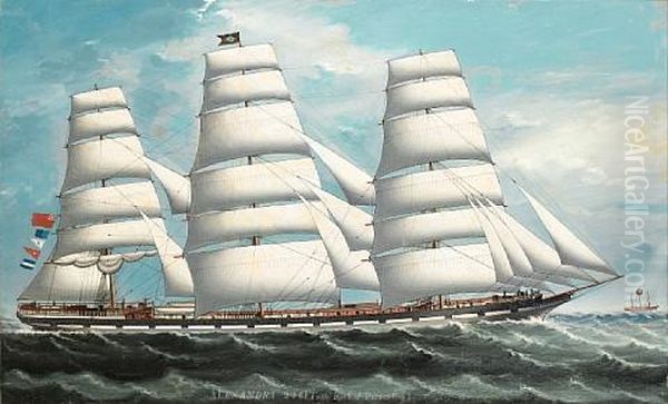 The Merchantman Alexandra Outward Bound For Calcutta Under Full Sail And Passing The South Sand Lightship Off The Mouth Of The Thames Oil Painting by  Lai Fong