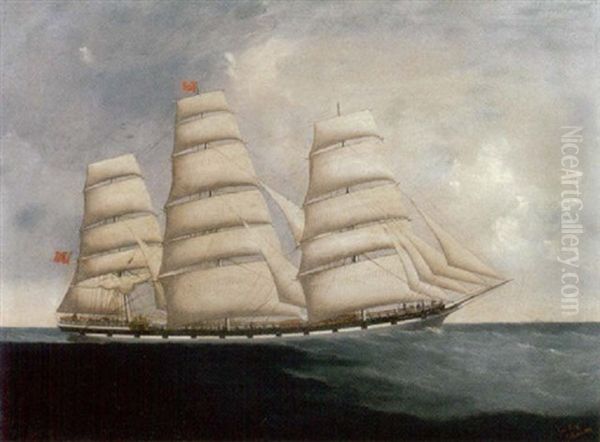 Portrait Of Three-masted British Ship 