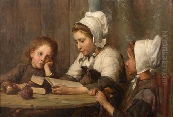 L'education Des Jeunes Filles, 1906 Oil Painting by Victor Laine