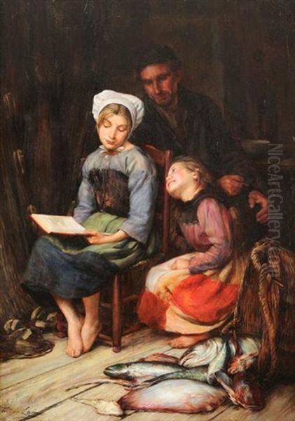 Les Enfants Du Pecheur Oil Painting by Victor Laine