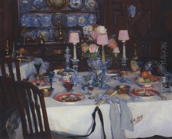 After Dinner Oil Painting by Annie Rose Laing