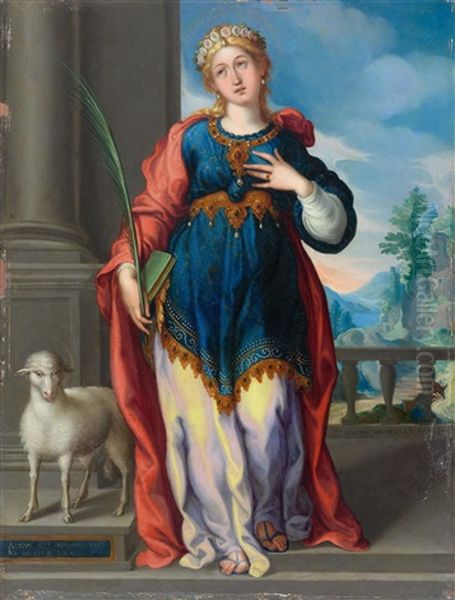 Saint Agnes Oil Painting by Sigmund Laire