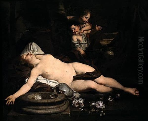 Fruchtstilleben Mit Einem Ara Oil Painting by Gerard de Lairesse