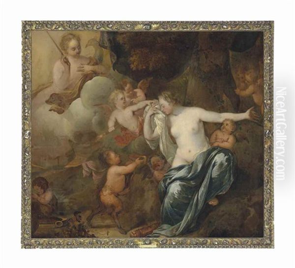 Venus Mourning The Death Of Adonis (+ Etching Of Same, Smllr; 2 Works) Oil Painting by Gerard de Lairesse