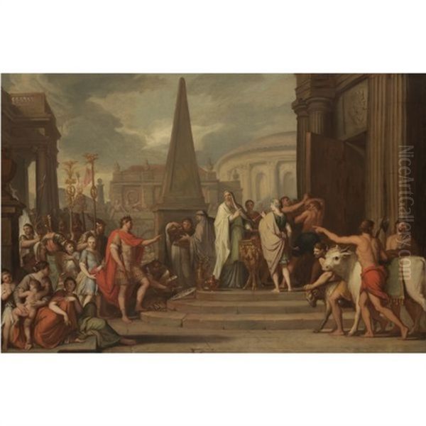 The Emperor Augustus Closing The Doors Of The Temple Of Janus Oil Painting by Gerard de Lairesse