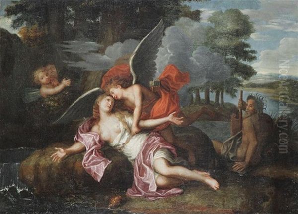 Venus Et Cupidon Avec Amour Et Allegorie D'un Fleuve Oil Painting by Gerard de Lairesse