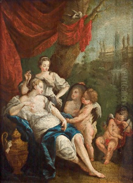 Venus Sich Im Spiegel Betrachtend Und Amoretten (+ Bacchus Und Ariadne; 2 Works) Oil Painting by Gerard de Lairesse