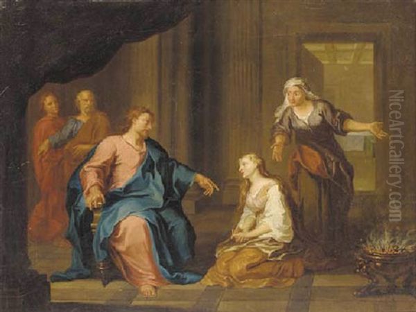 Christ In The House Of Martha And Mary Oil Painting by Gerard de Lairesse