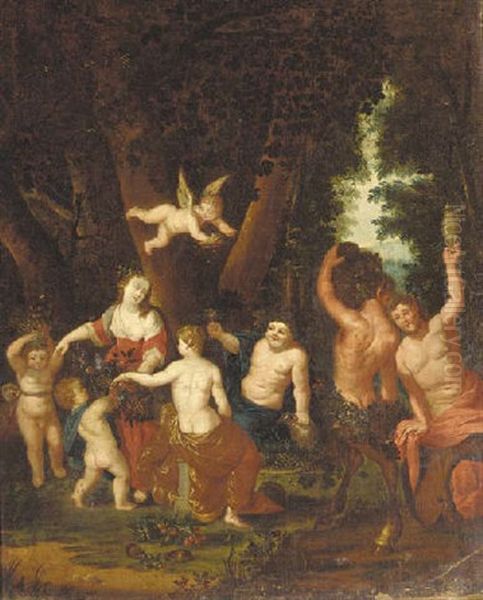 Bacchus With Maenads, Satyrs And Putti Oil Painting by Gerard de Lairesse