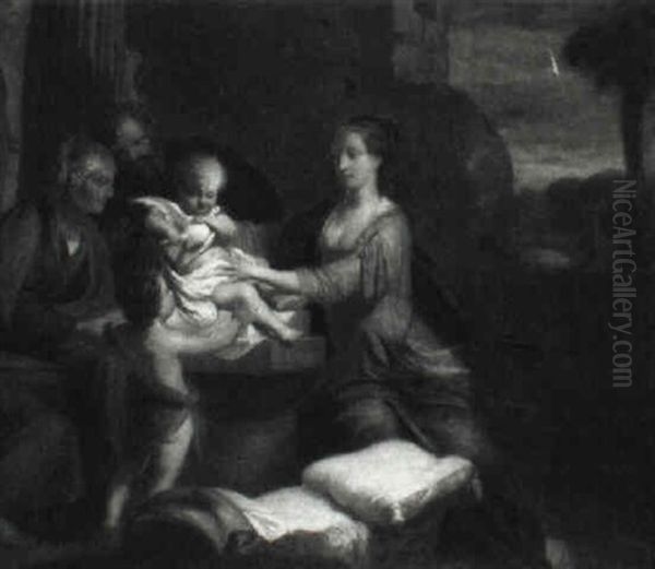 The Holy Family And St. Elizabeth And Infant John The Baptist Oil Painting by Gerard de Lairesse