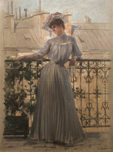 Femme Au Balcon Oil Painting by Henri Adolphe Laissement