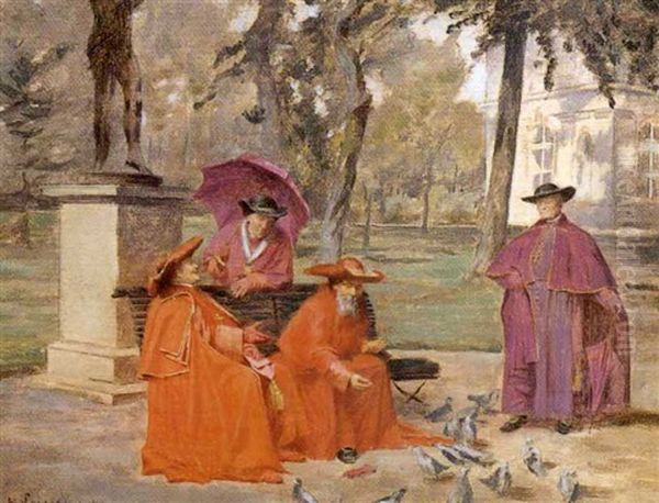 Feeding The Pigeons Oil Painting by Henri Adolphe Laissement