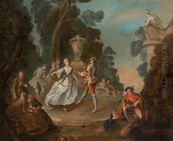 Danse Dans Un Parc Oil Painting by Jacques de Lajoue