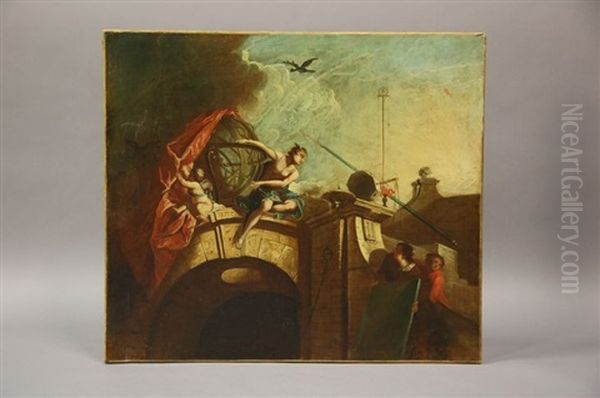 La Pharmacie, L'optique, L'astronomie (suite De Trois) Oil Painting by Jacques de Lajoue