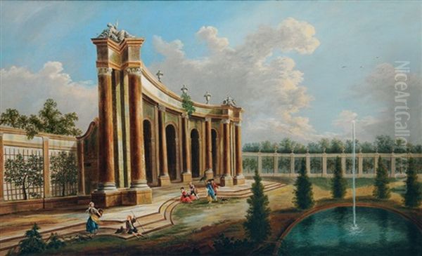 Architectural Capriccio Oil Painting by Jacques de Lajoue