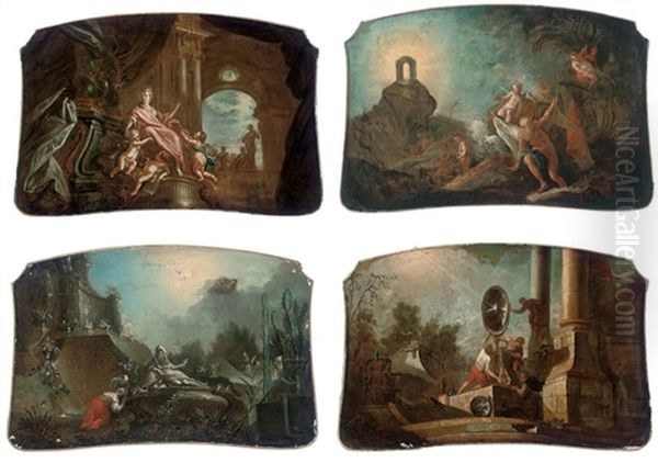 An Allegory Of Eloquence (+ 3 Others; 4 Works) Oil Painting by Jacques de Lajoue