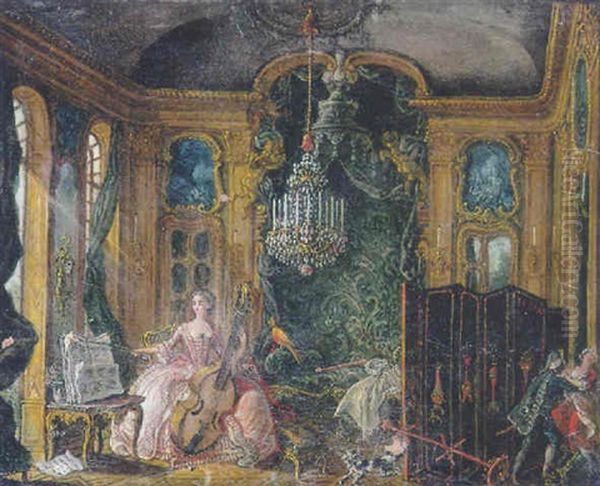 La Jeune Musicienne Oil Painting by Jacques de Lajoue