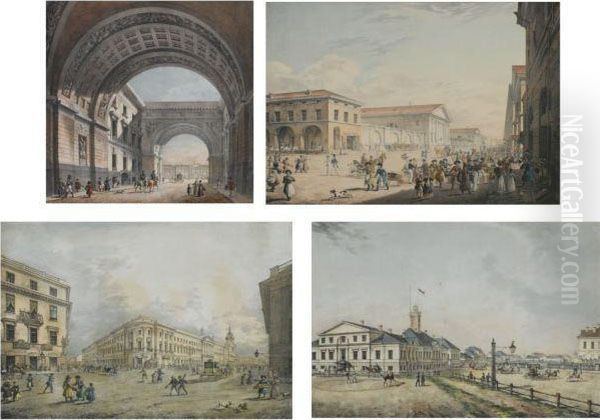 A Group Of Twenty Views Of St. Petersburg Oil Painting by Karl Petrovich Beggrov