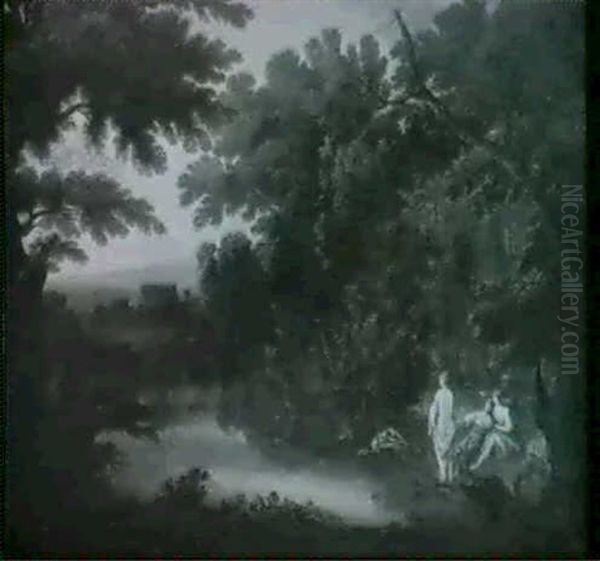 Paysage Aux Baigneuses Oil Painting by Jacques de Lajoue